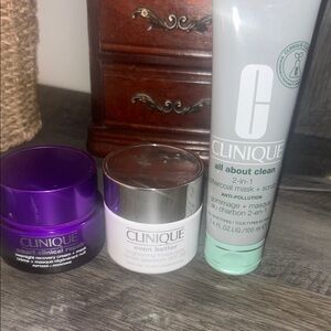 Clinique Skincare Trio - Purple, White, Mint